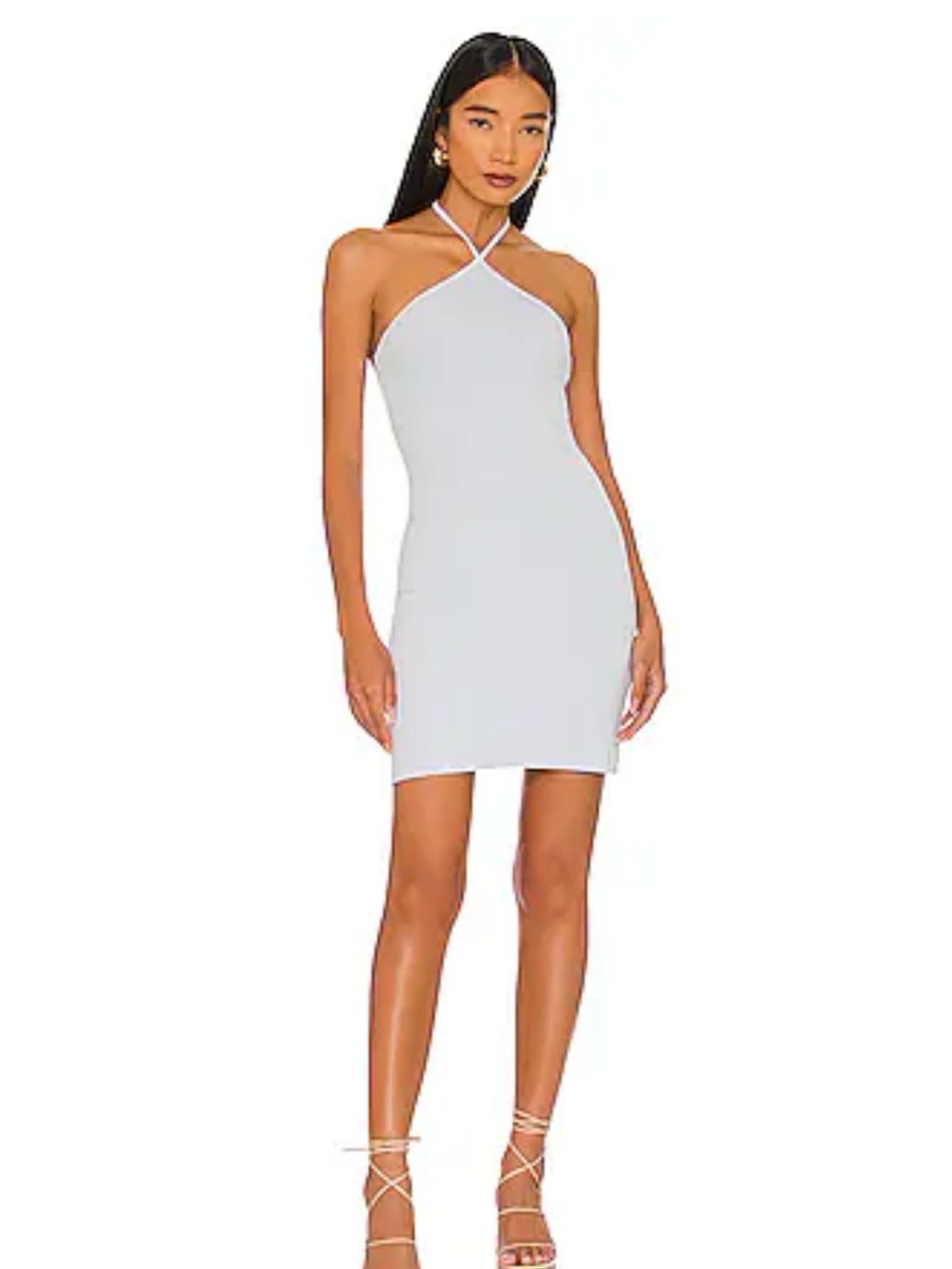 Tularosa White Halter Cross-Strap Mini Dress
